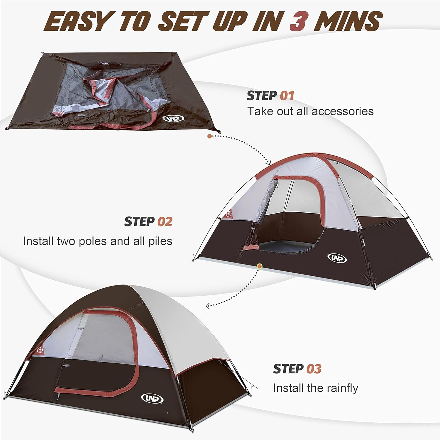 Camping Tent 2 Person, Waterproof Windproof Tent with Rainfly Easy Set up-Portable Dome Tents for Camping… - Image 4