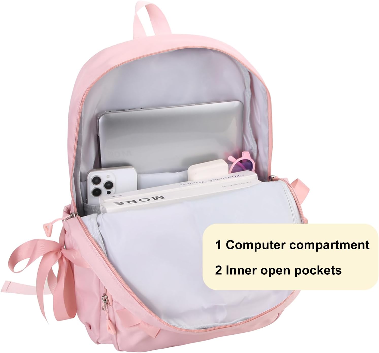 Phaoullzon Girls Backpack with Bow for School Coquette Bookbag Kawaii Dance Bag - Image 5