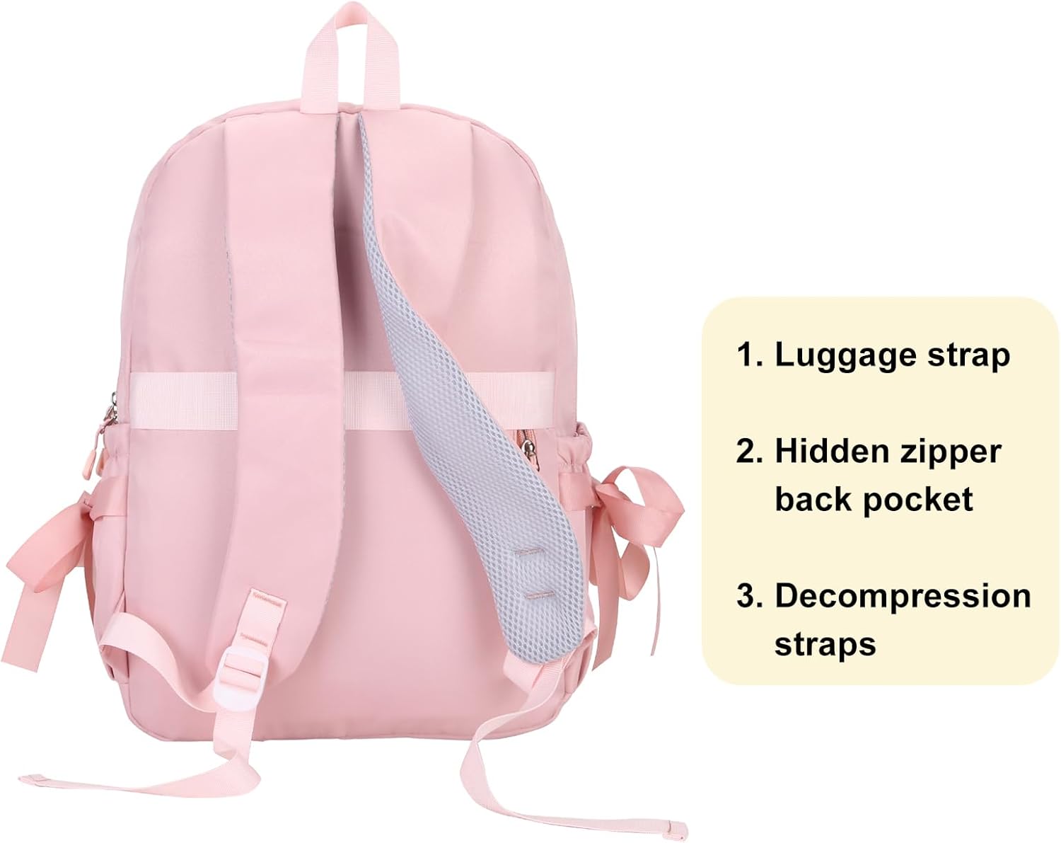 Phaoullzon Girls Backpack with Bow for School Coquette Bookbag Kawaii Dance Bag - Image 6